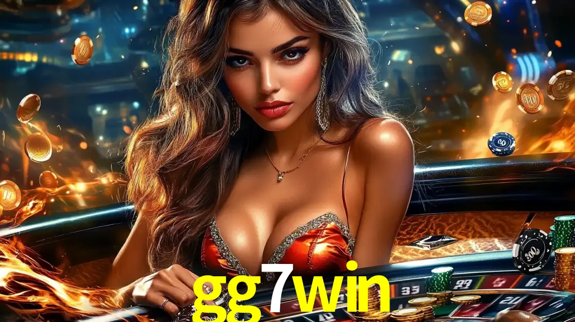 Mulher glamourosa em uma mesa de roleta com um fundo de chamas e moedas voadoras, pronta para fazer sua aposta e ganhar grandes prêmios no cassino ao vivo gg7win.